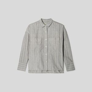 Everlane The Boxy Oxford in Grey Stripe Size L